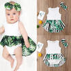 Newborn Infant Baby Kid Girls Sleeveless Romper Dress Clothes Outfits Leaves Set