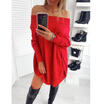 US Womens Off the Shoulder Chunky Knit Jumper Ladies Oversized Baggy Sweater Top