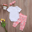 Newborn Baby Girl Romper Bodysuit TopsPants Headband 3pcs Outfits Clothes Set
