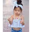 Newborn Kids Baby Girls Stripe Off Shoulder Blouse TopsBow Headband Set 2Pcs