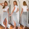 New Women WRAP Banded Hi Low Bodycon Pencil High Waisted Stretch Midi Skirt 6-14