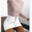 Women Fashion High Waist Zipper Stretch Short Pencil Bodycon Mini Skirt White