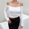 UK Sexy Womens Long Sleeve off Shoulder Shirt Crop Blouse Vest Cami Tank Tops
