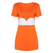 Casual Round Collar Short Sleeve Fox Print Pocket Women Mini Dress