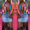Women V Neck Long Sleeve Stripes Career Shirt Loose Plus Blouse Top Size S-2XL