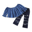 Summer Kids Baby Girls Off Shoulder Set T-Shirt TopsDemin Pants Outfit 2PCS Set