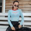 Womens Sheer Mesh Crop Top Girls Long Sleeve Crew Neck Plain Stretch T Shirt