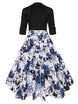Floral Panel High Waist Vintage Midi Dress