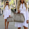 US Fashion Womens Long Sleeve Shirt Dress Summer OL Elegant Bloues Casual Tops