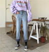 Womens Korean version of loose light-colored harajuku straight pants winter high-waisted nine-point pants