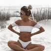 Hot Women Off Shoulder Ruffles Bikini Set Two Pieces Swimwear Beachwear Swimsuit