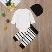 US Newborn Baby Boy Little Brother Tops Romper Striped Pants Hat Outfits Clothes