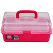 LAOA 125 inch candy color home transparent plastic three-layer hardware toolbox rose red LA111904