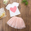 Summer Family Clothes Mother Daughter Heart Short Sleeve TopsSkirts Girls Dress