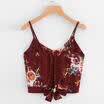 Summer Women Casual Floral Tank Top Blouse Ladies Slim Print Crop Top T-Shirt