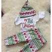 Newborn Baby Boy Girl My 1st Xmas Clothes Jumpsuit Romper 3pcs Outfit Set Gift B