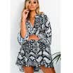 Sexy Women Plunged Leopard Print Frill Hem Shift Skater Shirt Dress Party Top