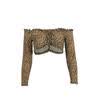 Women Leopart Print Shirt Top Off Shoulder Ruffle Long Sleeve Blouse T-shirt US