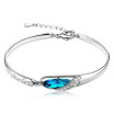 Blue Austrian Crystal Charm Bracelets Bangles Brand For Women Bride Fashion Party Jewelry Friendship Gifts D25