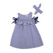 HOT Toddler Kids Baby Girls Clothes Striped Off-shoulder Party Gown Formal Dress