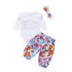 Toddler Infant Baby Girl Flower Bow Romper Pants Leggings 3Pcs Outfits Clothes