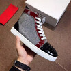 Big Size Eur36-47 Designer Shoes High Cut Red Bottom Spike Sedue calf Sneaker Luxury Party Wedding Shoes Genuine Leather Casual Sh