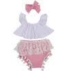 UK Newborn Baby Girls Ruffle TopsLace ShortsHeadband 3Pcs Outfits Set Clothes