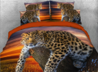 3D Leopard Lying on the Tree Printed Cotton 4-Piece Scenery Bedding Sets