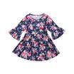 Toddler Kids Baby Girls Floral Long Flare Sleeve Tutu Princess Dress Outfits