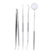 4Pcs Stainless Steel Dental Instruments Mouth Mirror Probe Scraper Tweezers Teeth Hygiene Kit Oral Care