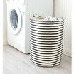 NeillieN Storage BucketFoldable Cotton Linen Storage Bucket Washing Clothes Laundry Storage Basket storage binsStriped bins