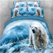 3D Polar Bear Playing Water Printed Cotton 4-Piece Bedding Sets