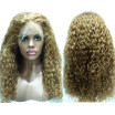 NLW European virgin human hair Curly Full lace wigs with baby hair 27 Dark blonde color