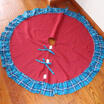 48" Red Khaki Burlap Christmas Tree Skirt Base Floor Mat Cover Xmas Party Decor
