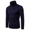 Mens fashion plain 100 cotton casual long-sleeved ribbed high-neck T-shirt top