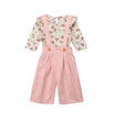 Newborn Kids Baby Girl Floral Ruffle Tops Pink Bib Strap Pants Outfits Clothes