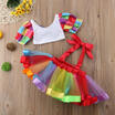 Kids Baby Girls Party Crop Tops Suspender Skirt Dress Outfit Clothes Costume USA