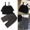 2PCS Kids Baby Girls Outfits Summer Clothes Chiffon Tank Top T-shirt Pants Set