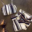 UK Women Striped Jumpsuit Bandage Rompers Co Ord Set Beach 2PCS Matching Outfit