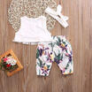 3PCs Newborn Baby Girl Clothes Tops Floral Pants Headband Outfit Set Clothes