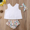 Newborn Baby Girls Outfits Set Cross Back Vest Tops T-shirtRuffle Shorts Briefs