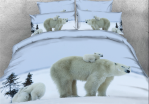 3D Polar Bear Family Printed Cotton 4-Piece Bedding Sets