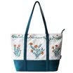 Flowers princess faint fragrance original single shoulder bag fresh art canvas bag Tote casual bag 1602D009 peacock blue