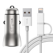 Bull BULL Car Charger Car Charger U118C Silver 36A Dual USB One-Tail Metal Material Additional 2-in-1 Data Cable