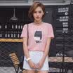 Longyue Women&39s Cartoon Batman Short Sleeve T-shirt Slim Tunic LWTD173208 Pink S