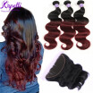 Ombre Malaysian Hair with Frontal Closure kapelli 3 Bundles with Full Lace Frontal Malaysian Body Wave Ombre Human Hair Weave