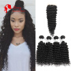 Peruvian Virgin Hair With Closure 4 Bundles 7A Peruvian Virgin Hair Deep Wave With Closure Cheap Human Hair With Closure