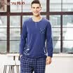 Han Choi HACAI men&39s pajamas long-sleeved modal round neck thin card cartoon printing men&39s clothing suit blue 185110 3XL