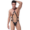 Hot Sale European Leather Male lingerie T jumpsuit Thong SM Siamese bondage style outfits