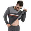 Snow flying mens thermal underwear thickening plus velvet fashion jacquard lattice couple warm one set XYT5920 Navy 185